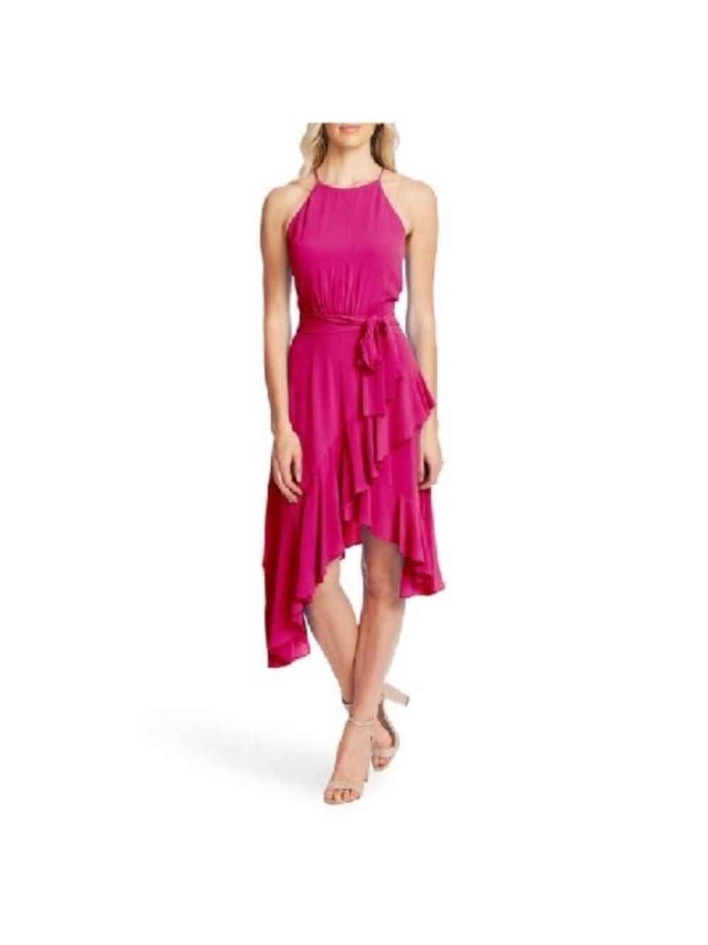 Cece Asymmetrical Cascading Ruffle Hem Dress